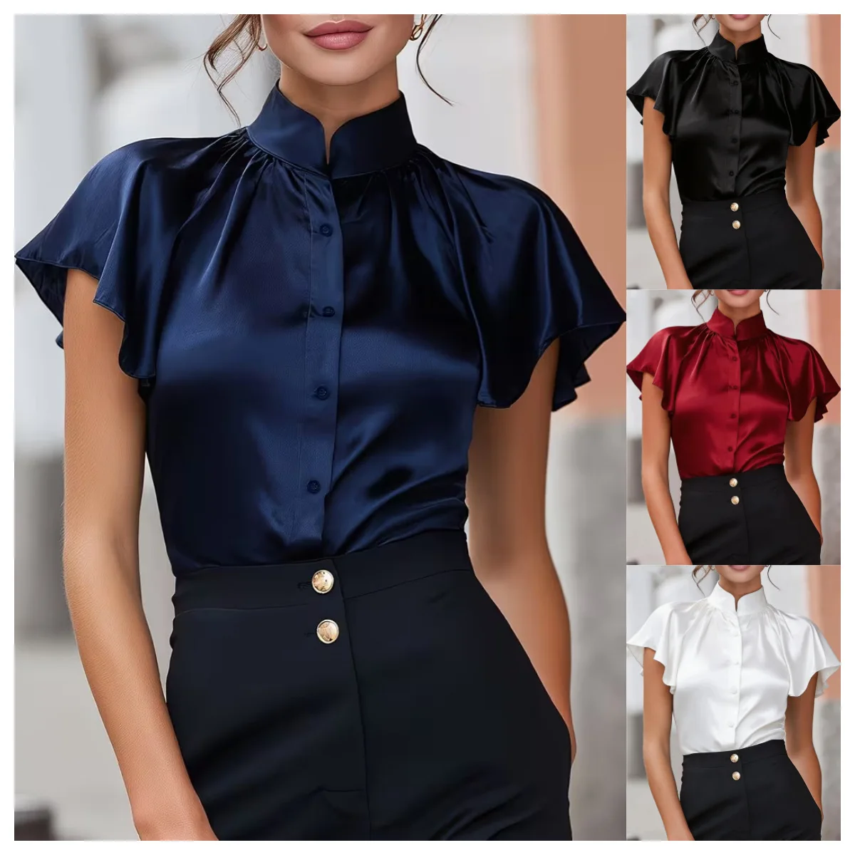 2026 Summer New Style Elegant Simple Commuting Stand Collar Flutter Sleeve Versatile Blouse Shirt
2026 Summer New Style Elegant Simple Commuting Stand Collar Flutter Sleeve Versatile Blouse Shirt