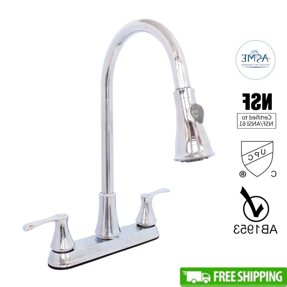 Double Handle Pull Down Kitchen Sink Faucet Hybrid Metal Washerless Cartridge Quick Connect Spray 1.8 GPM High Clearance Durable
Double Handle Pull Down Kitchen Sink Faucet Hybrid Metal Washerless Cartridge Quick Connect Spray 1.8 GPM High Clearance Durable