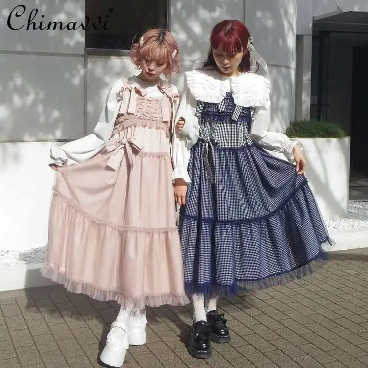 Japanese Sweet Ruffled Tulle Patchwork 3D Bow Decorated Strap Dress Spring Summer New Elegant Lady Princess Long Dresses
Japanese Sweet Ruffled Tulle Patchwork 3D Bow Decorated Strap Dress Spring Summer New Elegant Lady Princess Long Dresses