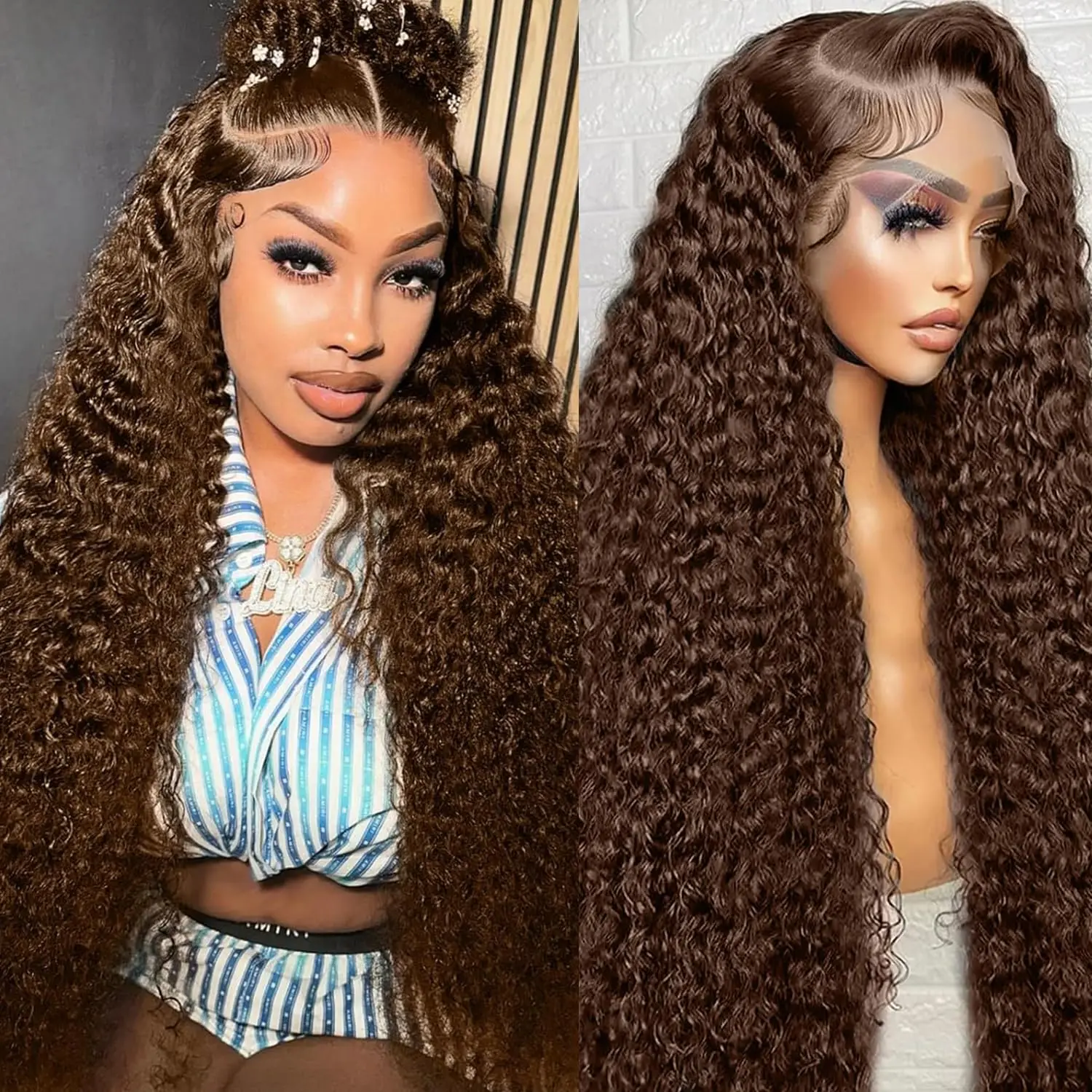 Brown Lace Front Wigs Human Hair Deep Wave Wig 13x4 Wig Human Hair Pre Plucked Brown Curly Wig Human Hair for Black Women
Brown Lace Front Wigs Human Hair Deep Wave Wig 13x4 Wig Human Hair Pre Plucked Brown Curly Wig Human Hair for Black Women