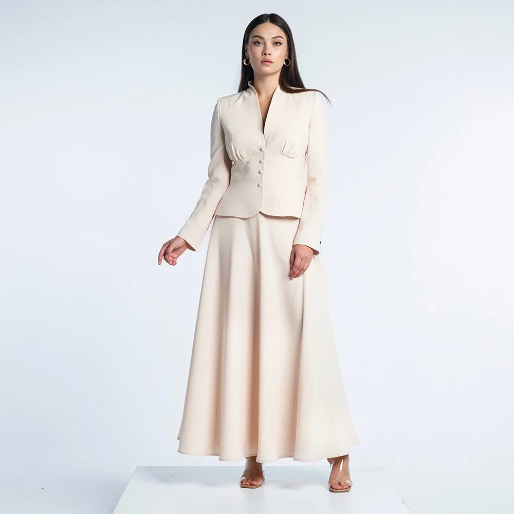 Customized Wedding Guest Dress 2 Pieces Ankle Length Long Sleeves Modern Formal Party Gowns Maxi V Neck Buttons Cocktail Dresses
Customized Wedding Guest Dress 2 Pieces Ankle Length Long Sleeves Modern Formal Party Gowns Maxi V Neck Buttons Cocktail Dresses