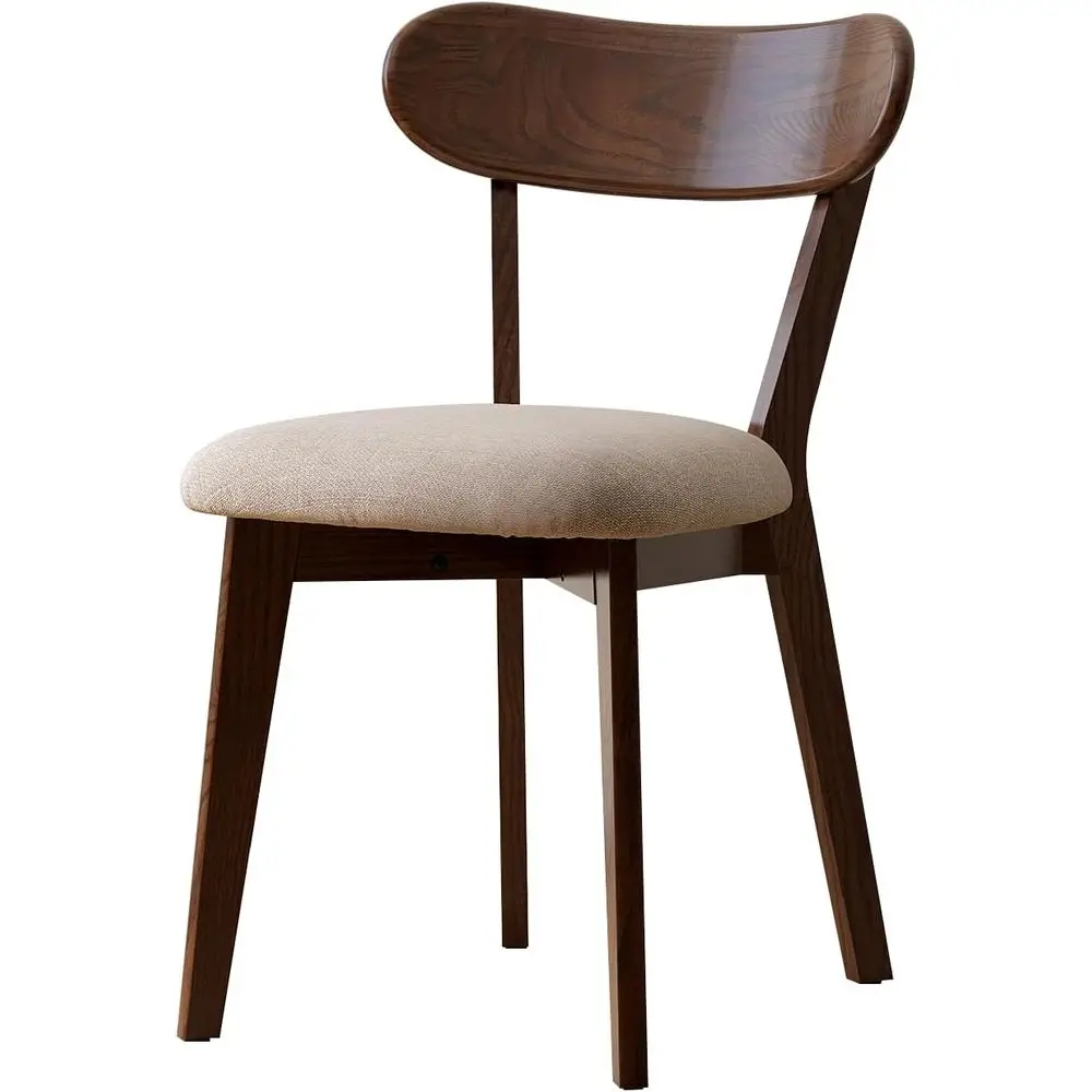 Solid Oak Dining Chairs with Curved Backrest and Fabric Upholstery, Walnut Wood - Gray Cushion
Solid Oak Dining Chairs with Curved Backrest and Fabric Upholstery, Walnut Wood - Gray Cushion