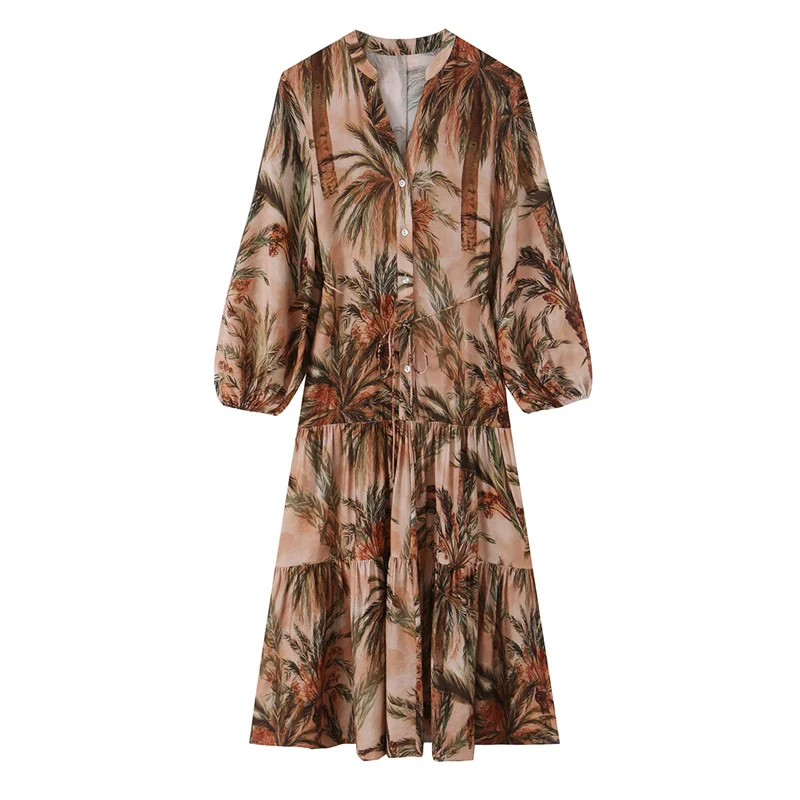 2026 Summer New Style Women's Dress Brown Printed Long-Sleeve Court Style Long Dress Elegant and Stylish
2026 Summer New Style Women's Dress Brown Printed Long-Sleeve Court Style Long Dress Elegant and Stylish