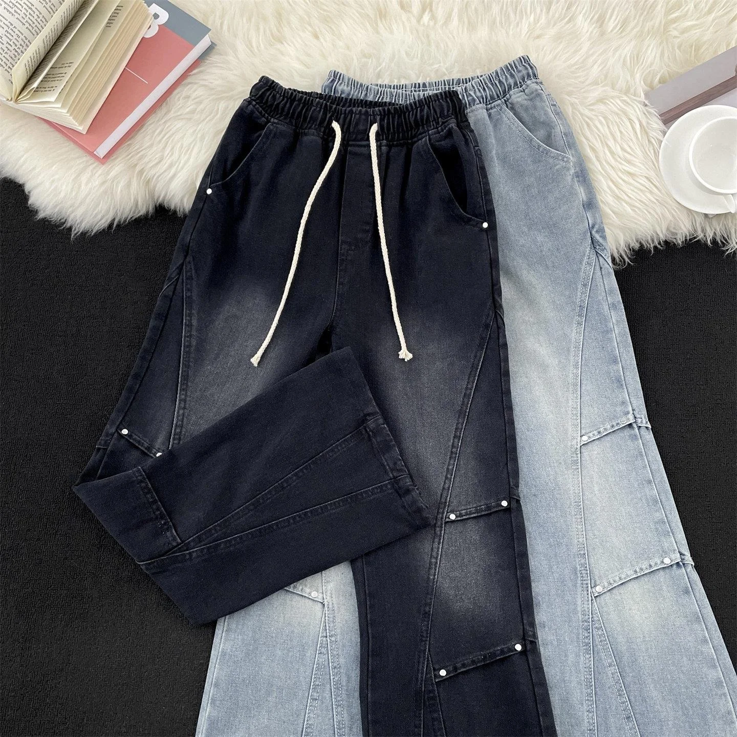 Loose Wide Leg Black Gradient Knife Men's Jeans American Style Rivet Deconstructed Versatile Slim Straight Leg Denim Pants
Loose Wide Leg Black Gradient Knife Men's Jeans American Style Rivet Deconstructed Versatile Slim Straight Leg Denim Pants