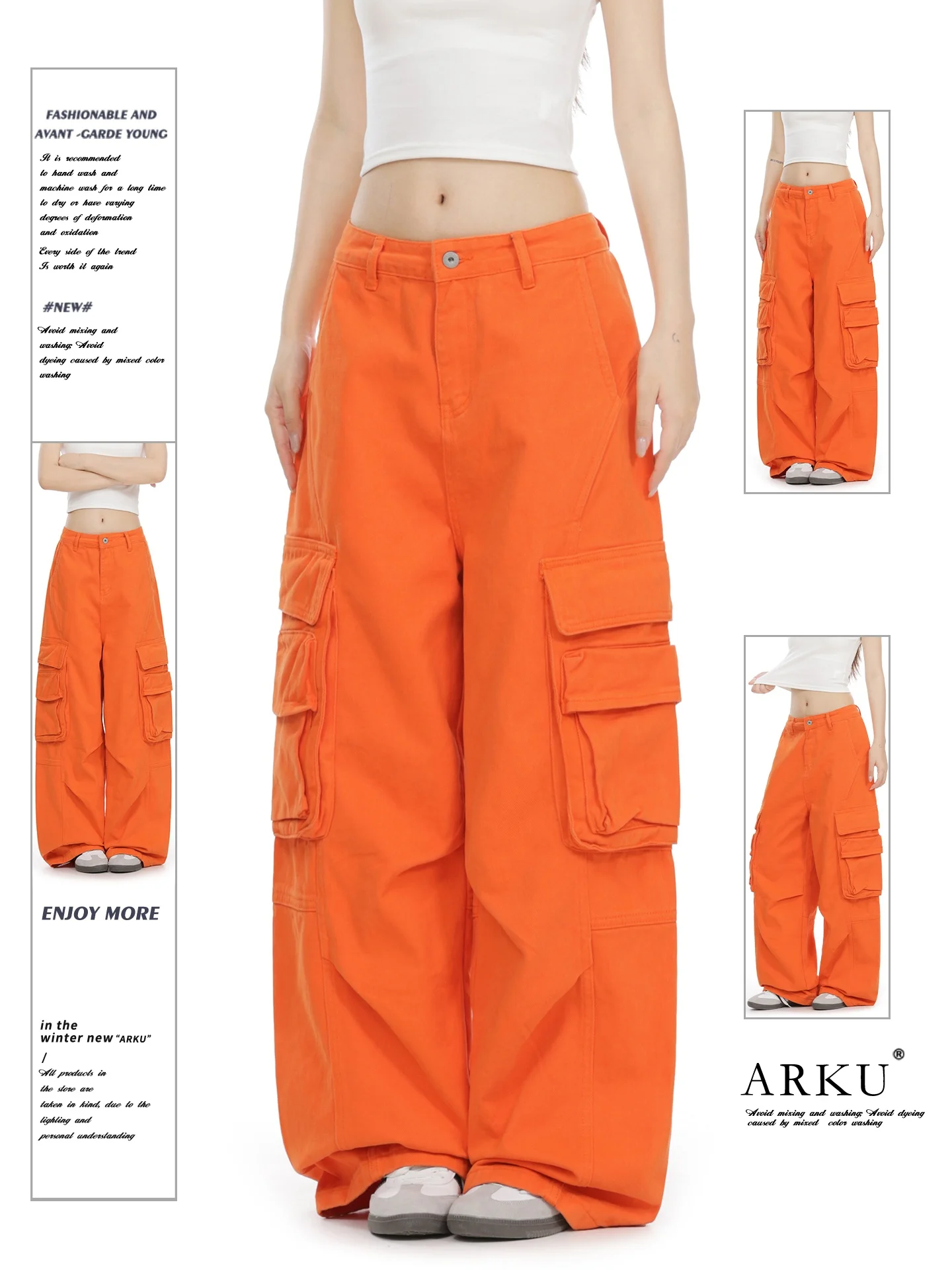 American Style Wide Leg Work Pants Women's Loose Straight Casual Trousers with Big Pockets Street Fashion Design
American Style Wide Leg Work Pants Women's Loose Straight Casual Trousers with Big Pockets Street Fashion Design