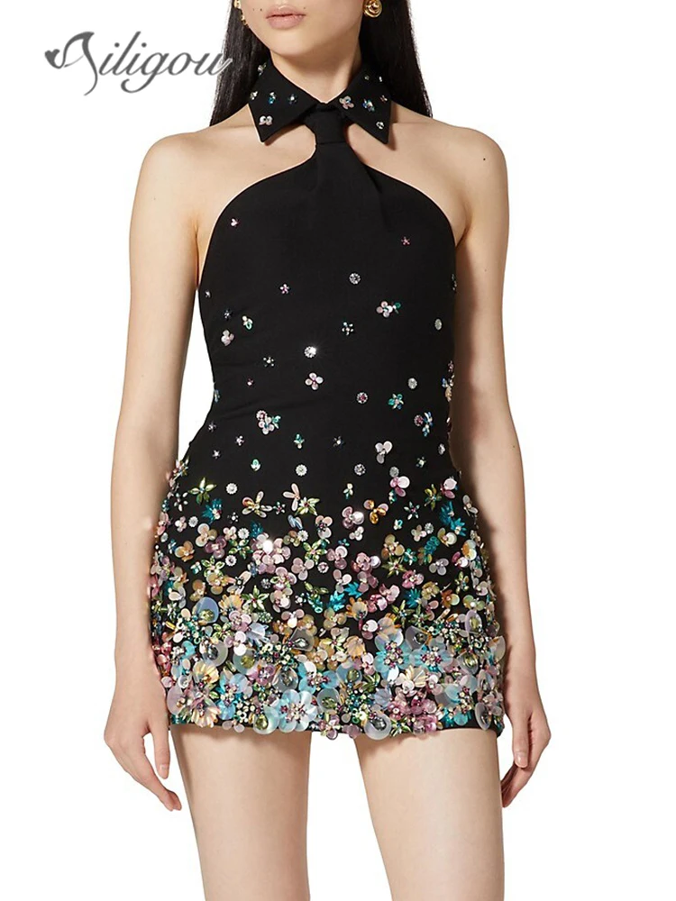 Ailigou 2024 New Women's Sexy Sleeveless Backless Sequins Colorful Flower Tight Mini Bandage Dress Elegant Celebrity Party Dress
Ailigou 2024 New Women's Sexy Sleeveless Backless Sequins Colorful Flower Tight Mini Bandage Dress Elegant Celebrity Party Dress