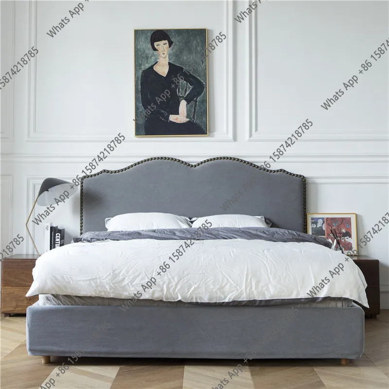 Nordic light luxury simple soft bag fabric bed solid wood bed American master bedroom double bed wedding backrest minima
Nordic light luxury simple soft bag fabric bed solid wood bed American master bedroom double bed wedding backrest minima