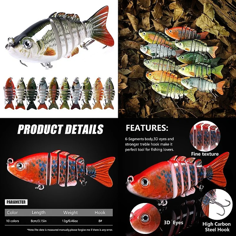 8cm 13g 10PCS Fishing Lure Swimbait Lifelike Fishing Hard Lure Crankbait With 2 Hook Fishing Baits Pesca Cebo for Bass Pike
8cm 13g 10PCS Fishing Lure Swimbait Lifelike Fishing Hard Lure Crankbait With 2 Hook Fishing Baits Pesca Cebo for Bass Pike