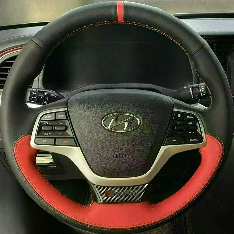 Hand-stitched renovation wear-resistant Non-slip black white leather steering wheel cover For Hyundai Elantra CN7 2021-2026
Hand-stitched renovation wear-resistant Non-slip black white leather steering wheel cover For Hyundai Elantra CN7 2021-2026