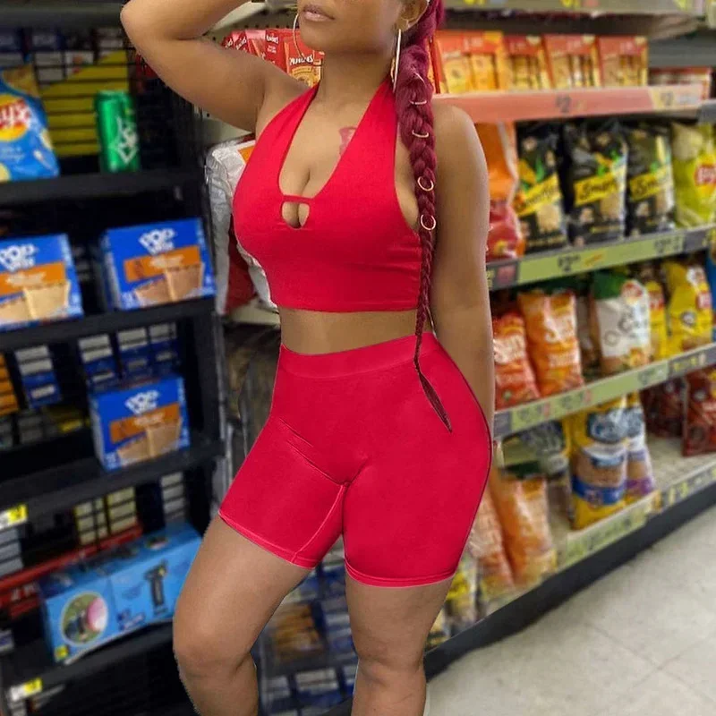 GUWU Summer V Neck Halter Top and Shorts Two Piece Set Sporty Women Clothing Sexy Tracksuit Summer Street Club Party Outfits
GUWU Summer V Neck Halter Top and Shorts Two Piece Set Sporty Women Clothing Sexy Tracksuit Summer Street Club Party Outfits