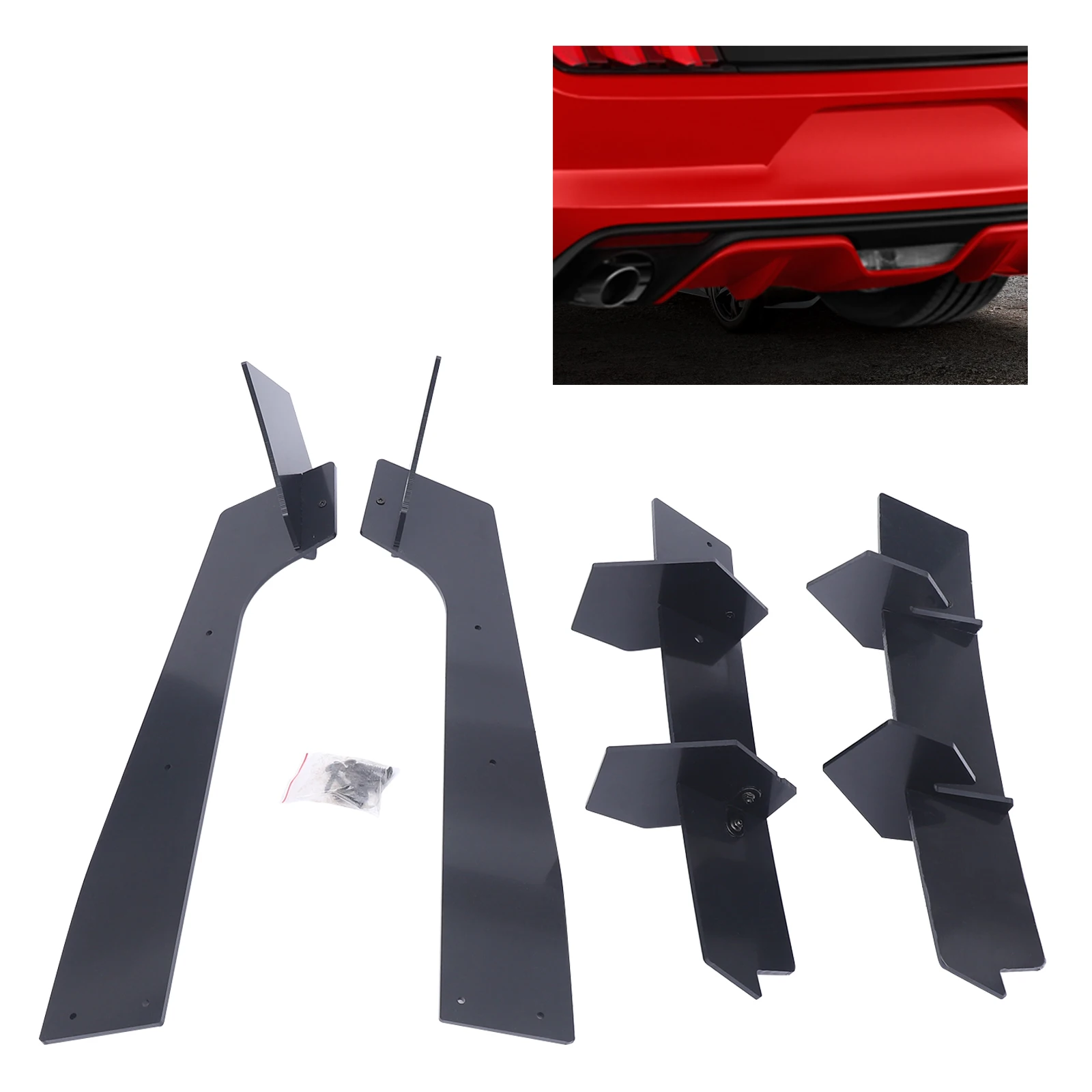 Комплект задних диффузоров и боковых разветвителей для Ford Mustang 2015-2021 ovo8265936, черный, 1 комплект
Комплект задних диффузоров и боковых разветвителей для Ford Mustang 2015-2021 ovo8265936, черный, 1 комплект