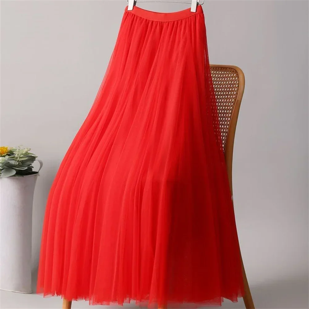 Spring Summer Women's High-waisted Slim Pleated Skirt Solid Color Mesh Skirt New Style Fashion Ladies Skirts Loose long skirts
Spring Summer Women's High-waisted Slim Pleated Skirt Solid Color Mesh Skirt New Style Fashion Ladies Skirts Loose long skirts