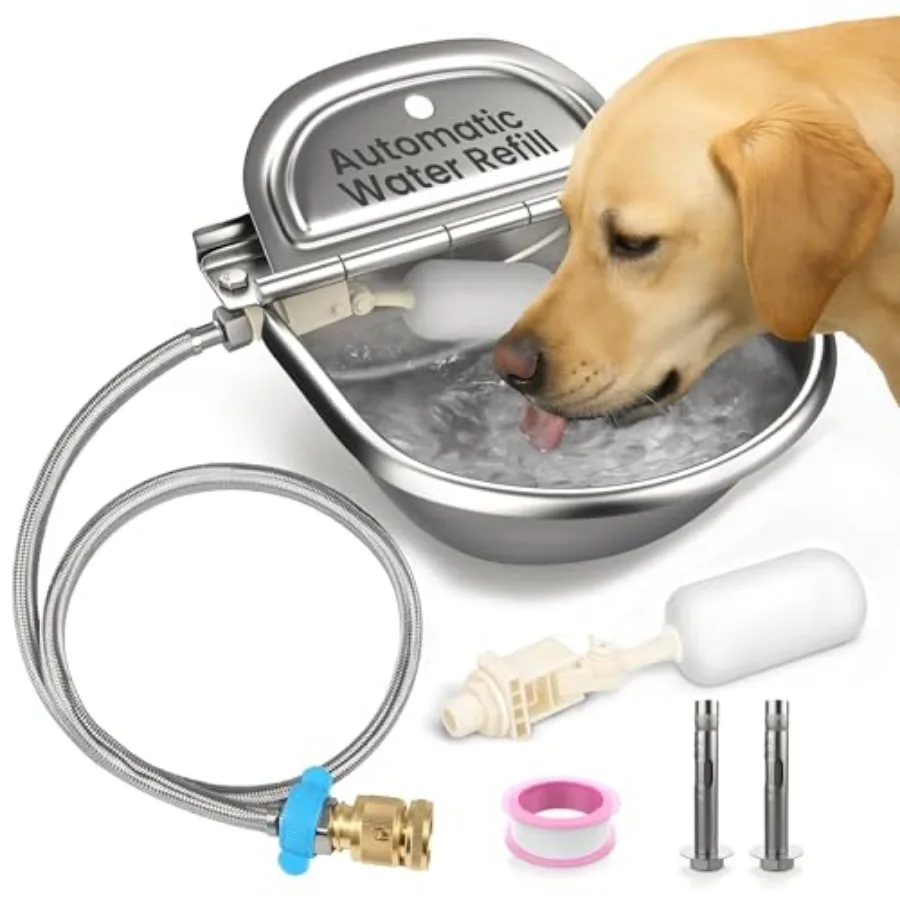 Automatic Animal Drinking Water Bowl with 2 Float Valves-304 Stainless Steel Automatic Water Dispenser for Dogs and Farm Animal
Automatic Animal Drinking Water Bowl with 2 Float Valves-304 Stainless Steel Automatic Water Dispenser for Dogs and Farm Animal