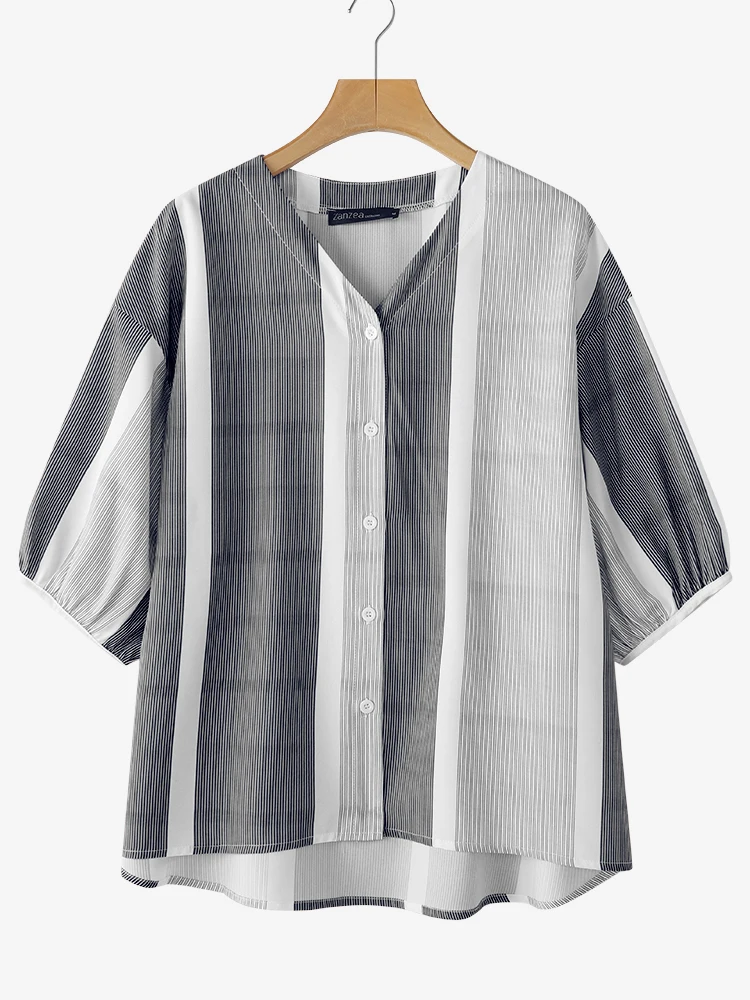 ZANZEA 2025 Summer Casual Loose Buttons Blusas Women Striped Printed Shirt Fashion Half Sleeve Tops Korean V-neck Vintage Tunics
ZANZEA 2025 Summer Casual Loose Buttons Blusas Women Striped Printed Shirt Fashion Half Sleeve Tops Korean V-neck Vintage Tunics