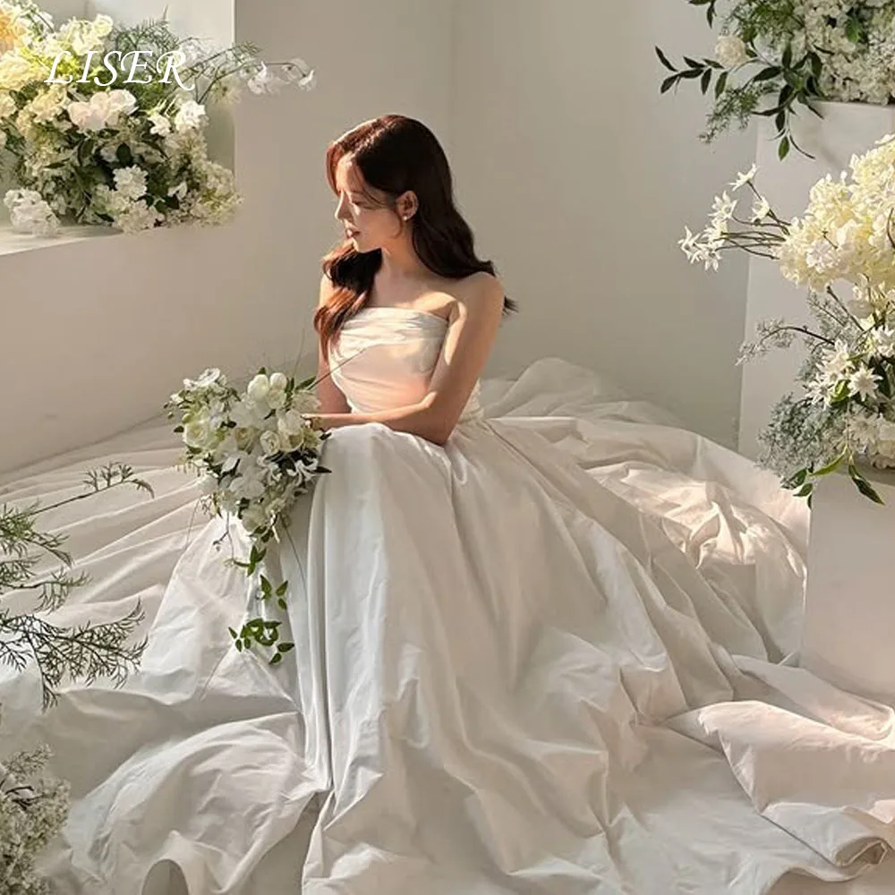 Liser Strapless A-Line Silk Taffeta Korea Wedding Dresses Corsets Photo Shoot Elegant Long Bridal Gowns 웨딩드레스 Customized
Liser Strapless A-Line Silk Taffeta Korea Wedding Dresses Corsets Photo Shoot Elegant Long Bridal Gowns 웨딩드레스 Customized