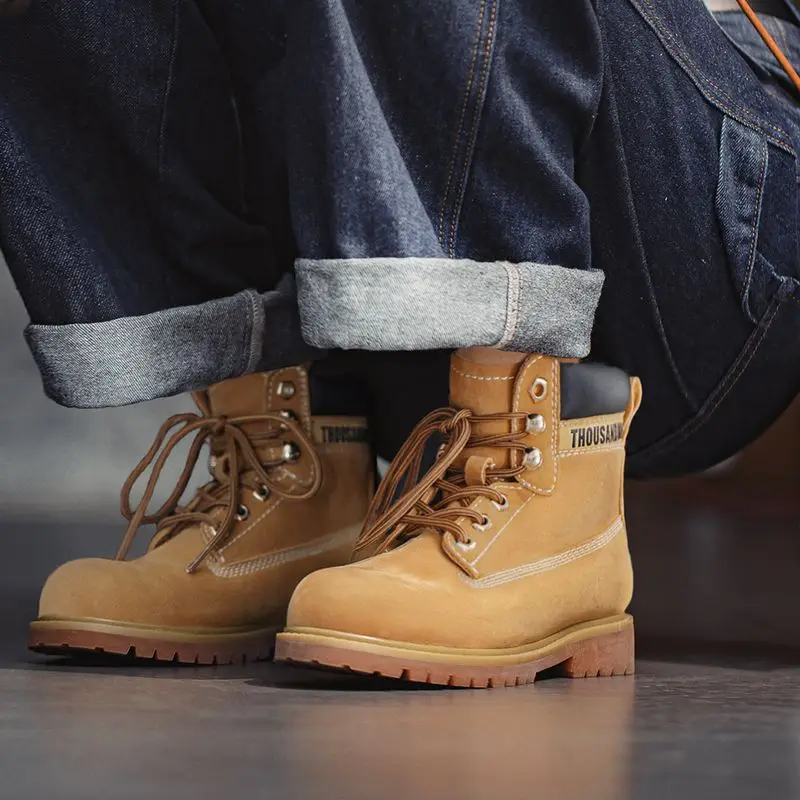 Maden Women's Vintage British Style Yellow Boots High-Top Split Leather Hiking Shoes with Round Toe Lace-Up Ankle Boots for Fall
Maden Women's Vintage British Style Yellow Boots High-Top Split Leather Hiking Shoes with Round Toe Lace-Up Ankle Boots for Fall