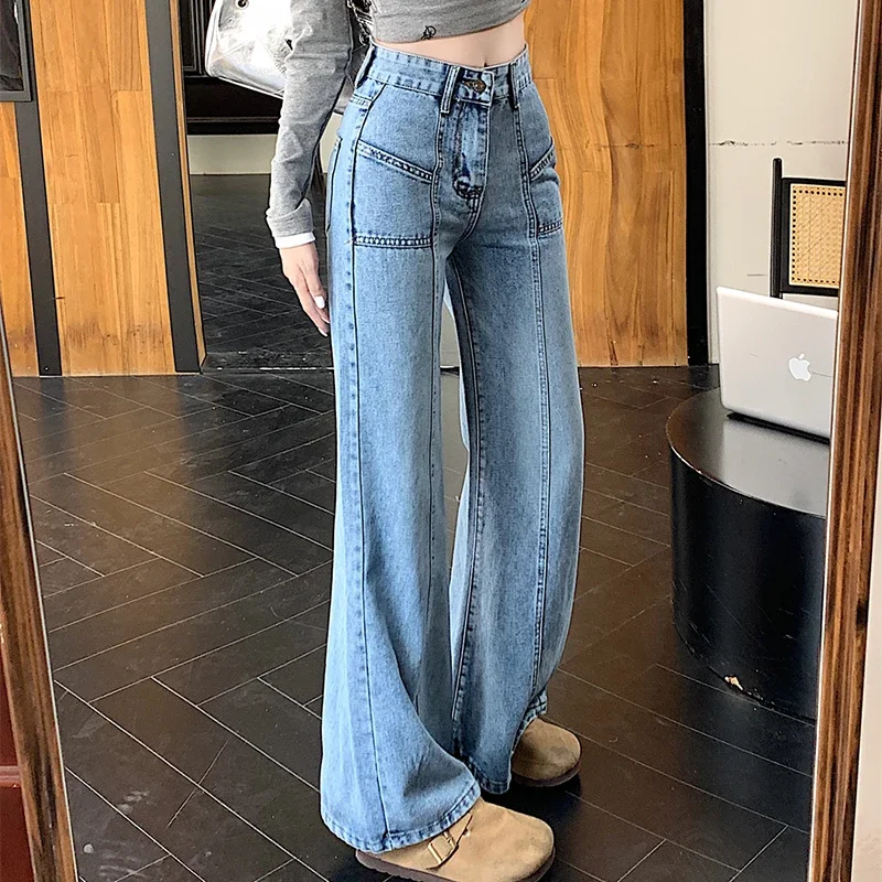 Vintage Jeans Women Washed Blue Slightly Flared Denim Pants Autumn Korean High Street Casual High Waist Female Trousers New
Vintage Jeans Women Washed Blue Slightly Flared Denim Pants Autumn Korean High Street Casual High Waist Female Trousers New