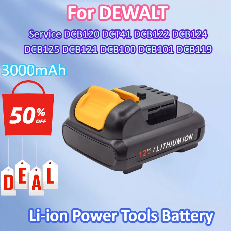 New 10.8V/12V 3.0Ah Battery for DEWALT DCB120 DCT41 DCB122 DCB124 DCB125 DCB121 DCB100 DCB101 DCB119 Li-ion Power Tools Battery
New 10.8V/12V 3.0Ah Battery for DEWALT DCB120 DCT41 DCB122 DCB124 DCB125 DCB121 DCB100 DCB101 DCB119 Li-ion Power Tools Battery
