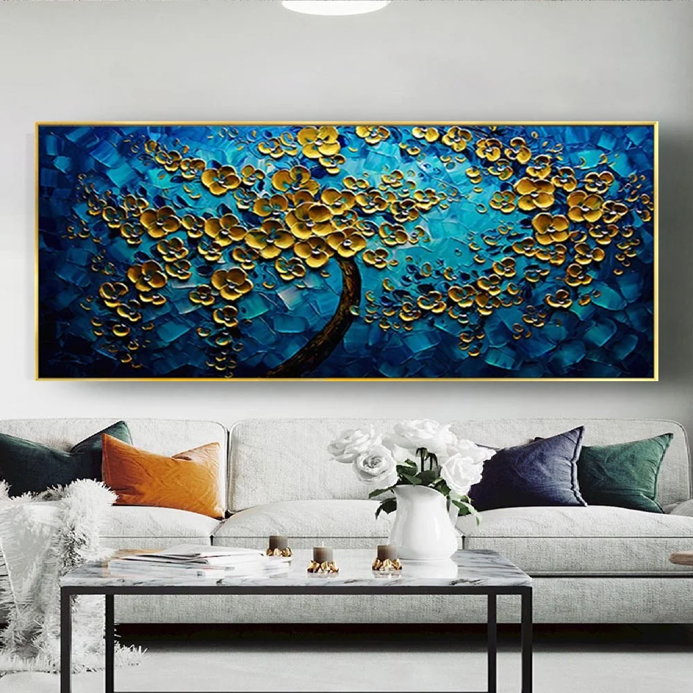 Large 100% Hand-Painted Thick Knife Flower Oil Paintings On Canvas Neon Blue Golden Tree Plants Wall Art Pictures For LivingRoom
Large 100% Hand-Painted Thick Knife Flower Oil Paintings On Canvas Neon Blue Golden Tree Plants Wall Art Pictures For LivingRoom