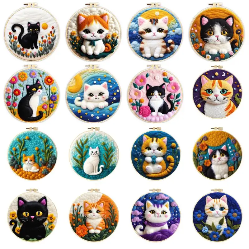 GATYZTORY Cute Cat Pattern DIY Wool Felting Painting With Embroidery Kit Framed DIY Wool Needle Felt Picture Kit Craft Painting
GATYZTORY Cute Cat Pattern DIY Wool Felting Painting With Embroidery Kit Framed DIY Wool Needle Felt Picture Kit Craft Painting
