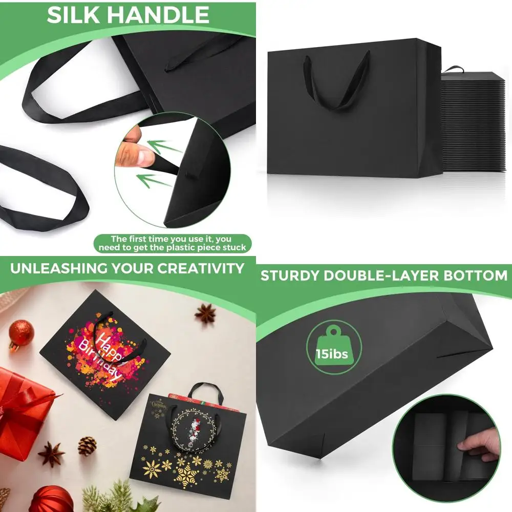 Extra Large Black Gift Bags: 16x6x12 Inch, 48 Pack with Handles for Parties, Shopping, Birthdays, Weddings (XL, 48)
Extra Large Black Gift Bags: 16x6x12 Inch, 48 Pack with Handles for Parties, Shopping, Birthdays, Weddings (XL, 48)