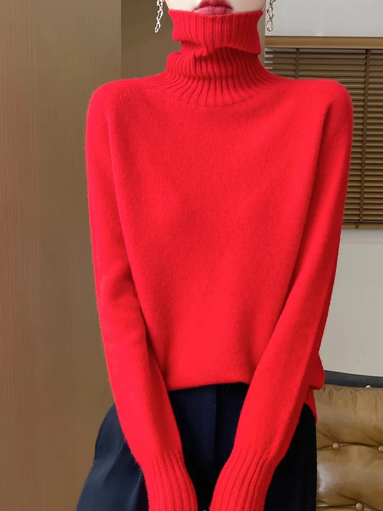 New autumn and winter women's pure wool pullover sweater, high neck knitted sweater, Korean style fashionable thick knitted top
New autumn and winter women's pure wool pullover sweater, high neck knitted sweater, Korean style fashionable thick knitted top
