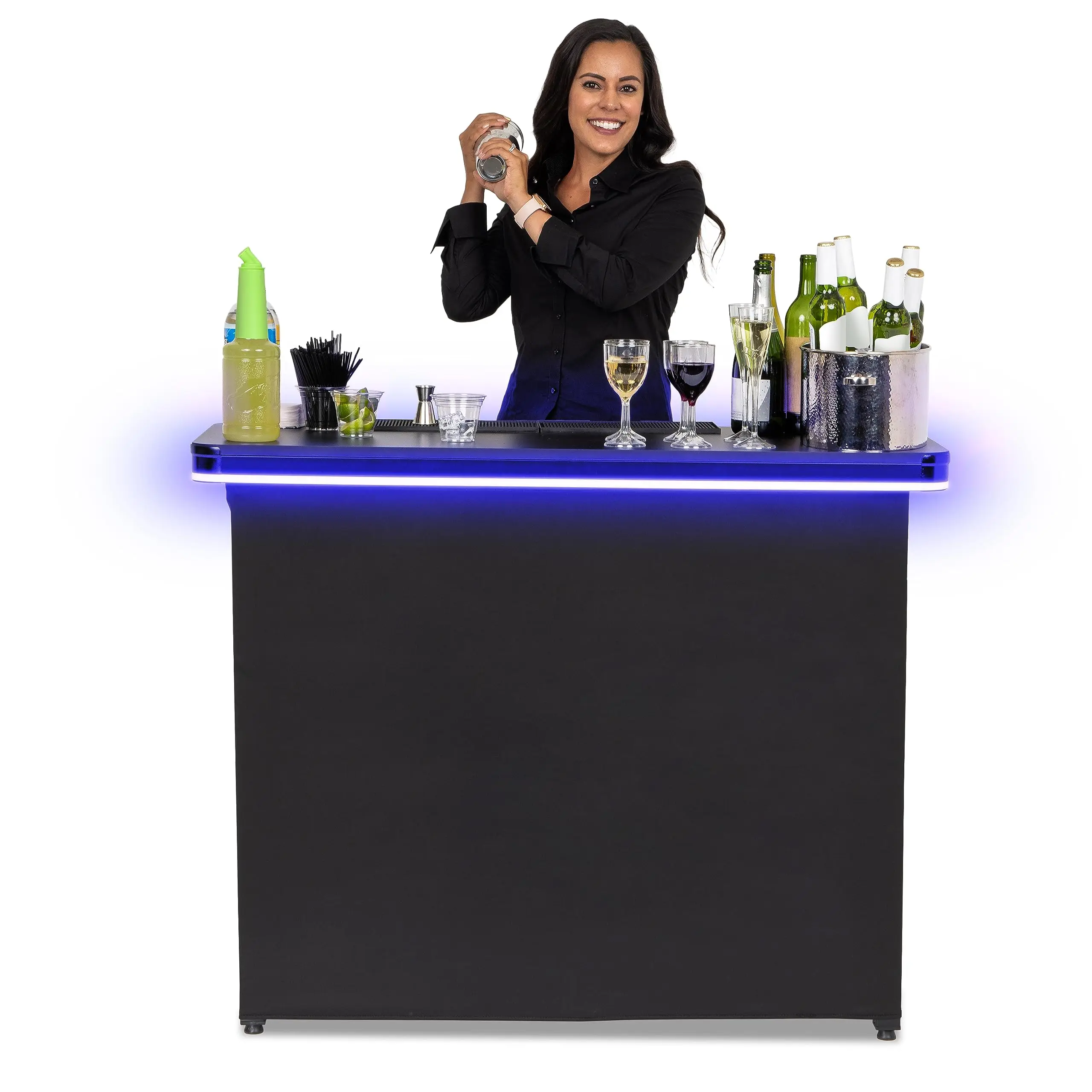 Portable Bar Table With LED Lighting For Events Mobile Bartender Station
Portable Bar Table With LED Lighting For Events Mobile Bartender Station