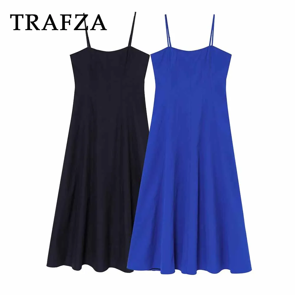 TRAFZA Chic Solid Sexy Long Camisole Dress Draped Backless Zipper Women Dress Fashion 2025 Summer A-Line Slim Female Vestidos
TRAFZA Chic Solid Sexy Long Camisole Dress Draped Backless Zipper Women Dress Fashion 2025 Summer A-Line Slim Female Vestidos