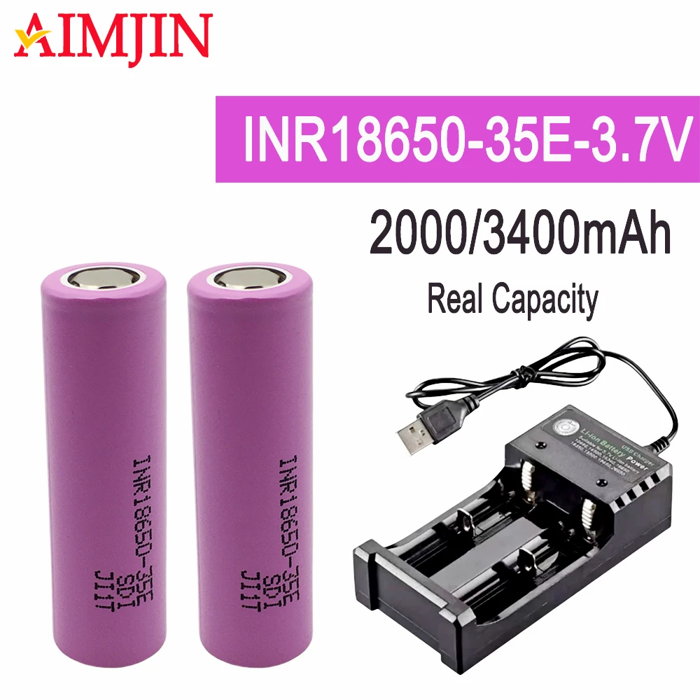 18650 2000/3400mAh 3.7V INR18650-35E Rechargeable Li-ion Battery Continuous Discharge 10A Parallel Series Combinati+USB
18650 2000/3400mAh 3.7V INR18650-35E Rechargeable Li-ion Battery Continuous Discharge 10A Parallel Series Combinati+USB