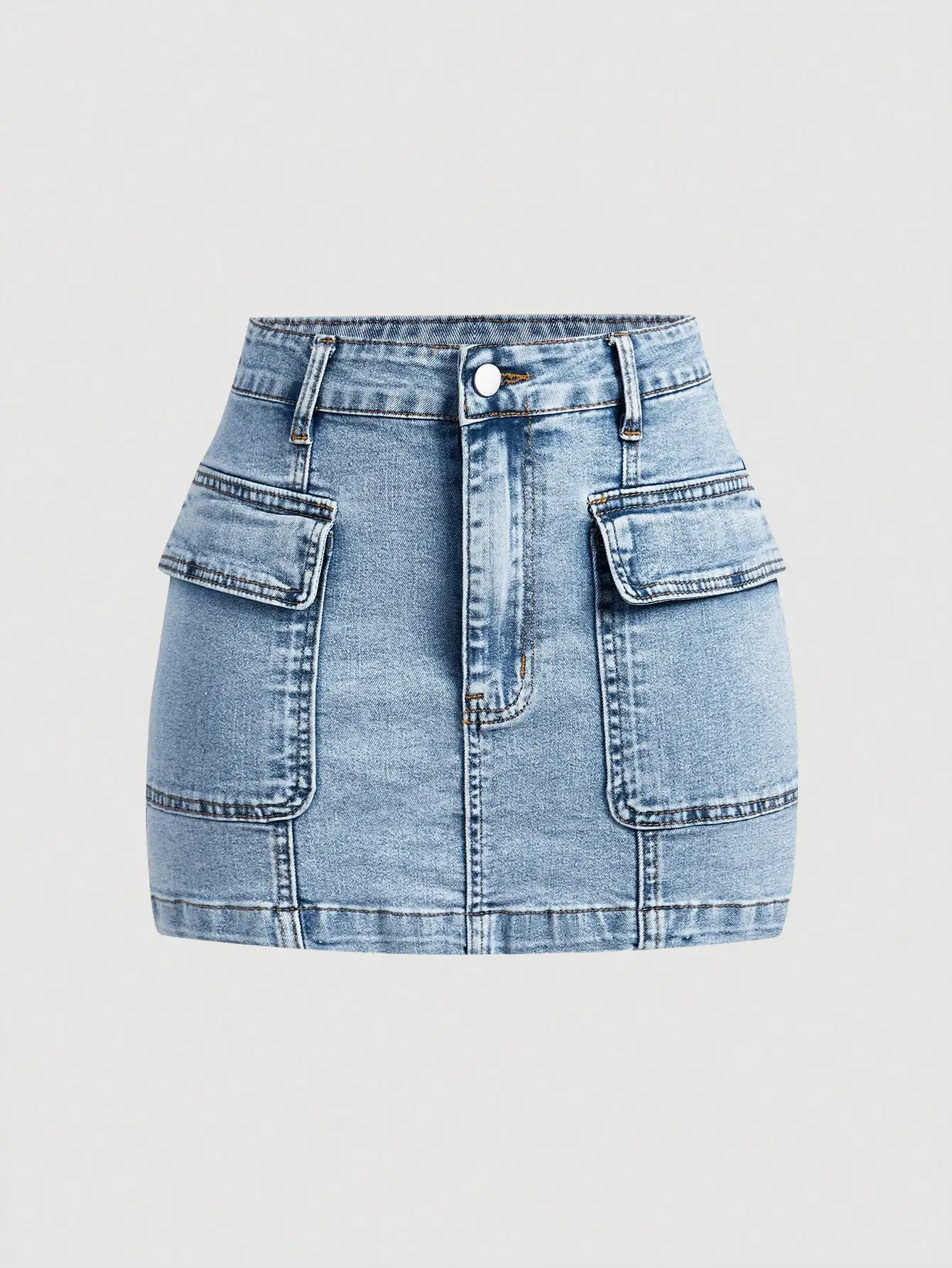 Женская джинсовая мини-юбка с высокой талией и накладными карманами, в повседневном уличном стиле
Женская джинсовая мини-юбка с высокой талией и накладными карманами, в повседневном уличном стиле