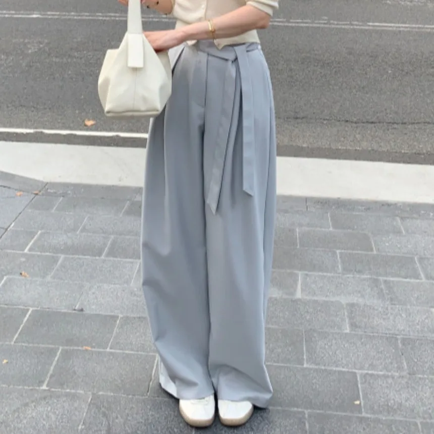 Elegant High Waist Wide Leg Casual Pants Spring New Style Pleated Belted Slimming Versatile Suiting Long Pants Ladies Fashion
Elegant High Waist Wide Leg Casual Pants Spring New Style Pleated Belted Slimming Versatile Suiting Long Pants Ladies Fashion