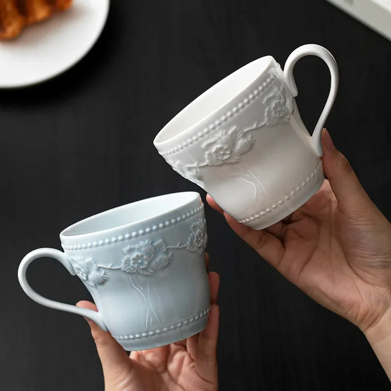 Embossed ceramic water cups, mugs, coffee and restaurant drink cups, high-end and light luxury household drinking utensils
Embossed ceramic water cups, mugs, coffee and restaurant drink cups, high-end and light luxury household drinking utensils