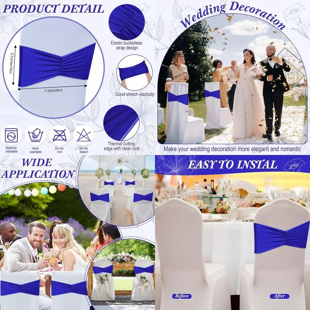 150 Pcs Spandex Chair Sashes Bows Bands for Wedding, Birthday, Party, and Banquet Decorations (Blue)
150 Pcs Spandex Chair Sashes Bows Bands for Wedding, Birthday, Party, and Banquet Decorations (Blue)