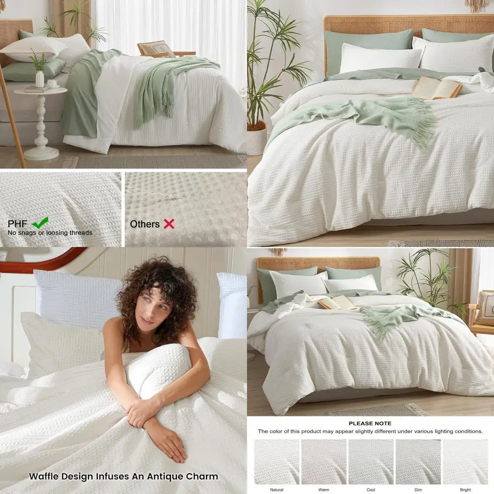 Queen Size Waffle Weave Comforter Set - Lightweight, Breathable Bedding with 2 Shams, All-Season Cream 3-Piece Ensemble
Queen Size Waffle Weave Comforter Set - Lightweight, Breathable Bedding with 2 Shams, All-Season Cream 3-Piece Ensemble