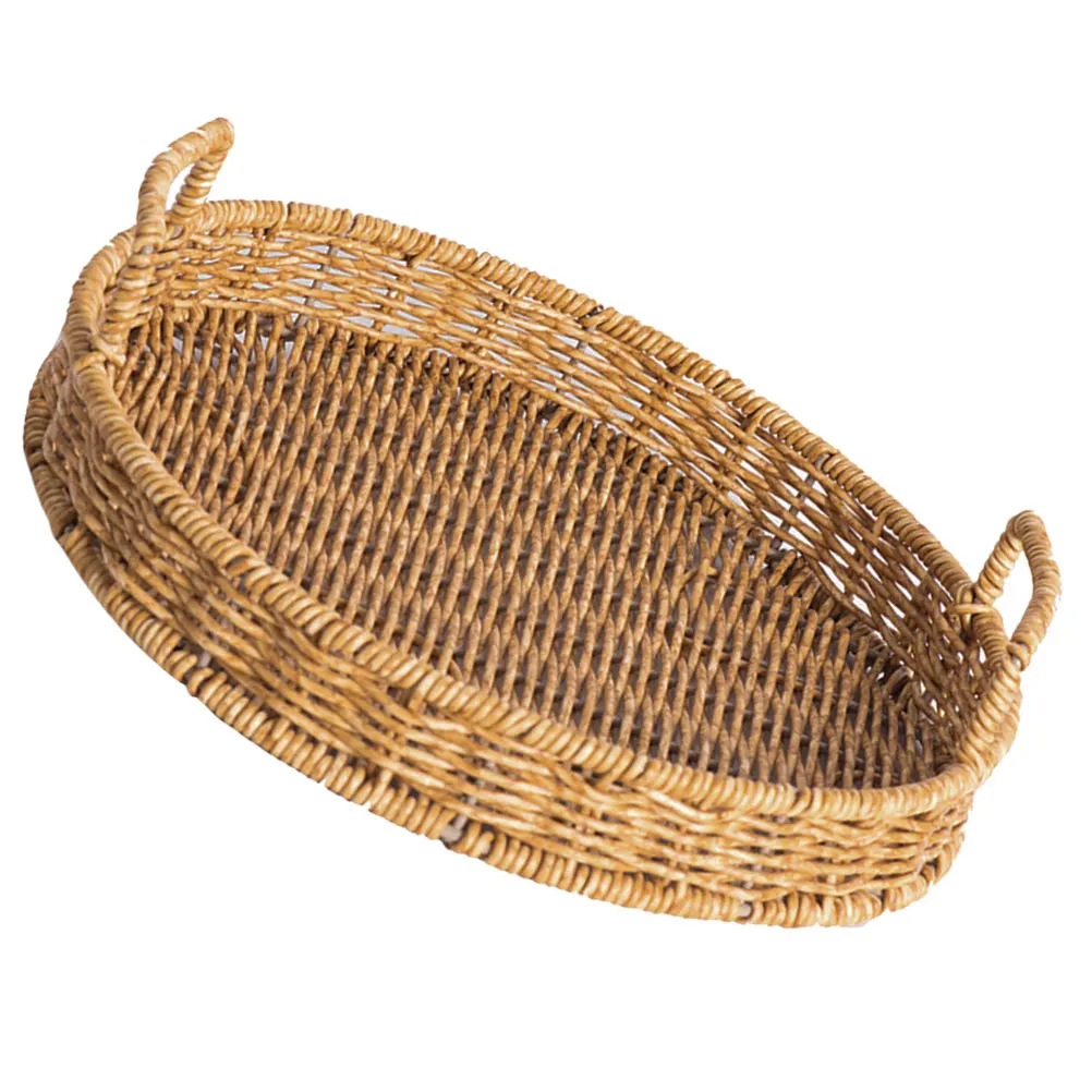 Imitation Rattan Storage Basket Woven Snack Tray Round Binaural Portable Fruit Serving Tray Large Capacity Easy Clean Home Hotel
Imitation Rattan Storage Basket Woven Snack Tray Round Binaural Portable Fruit Serving Tray Large Capacity Easy Clean Home Hotel