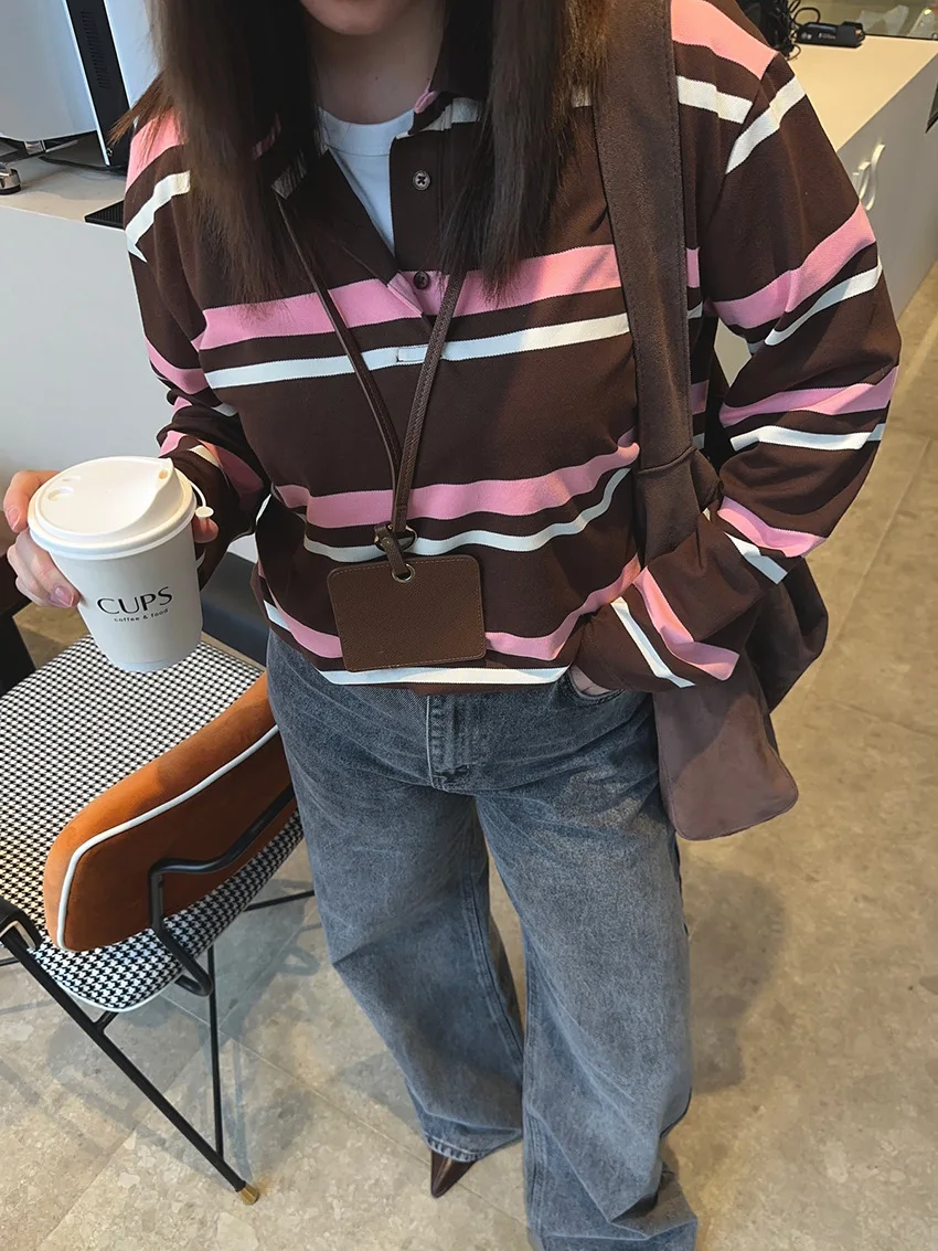 Женские повседневные свободные пуловеры с воротником-поло и длинными рукавами, женские осенние шикарные уличные рубашки-поло 2023, топы, одежда
Женские повседневные свободные пуловеры с воротником-поло и длинными рукавами, женские осенние шикарные уличные рубашки-поло 2023, топы, одежда