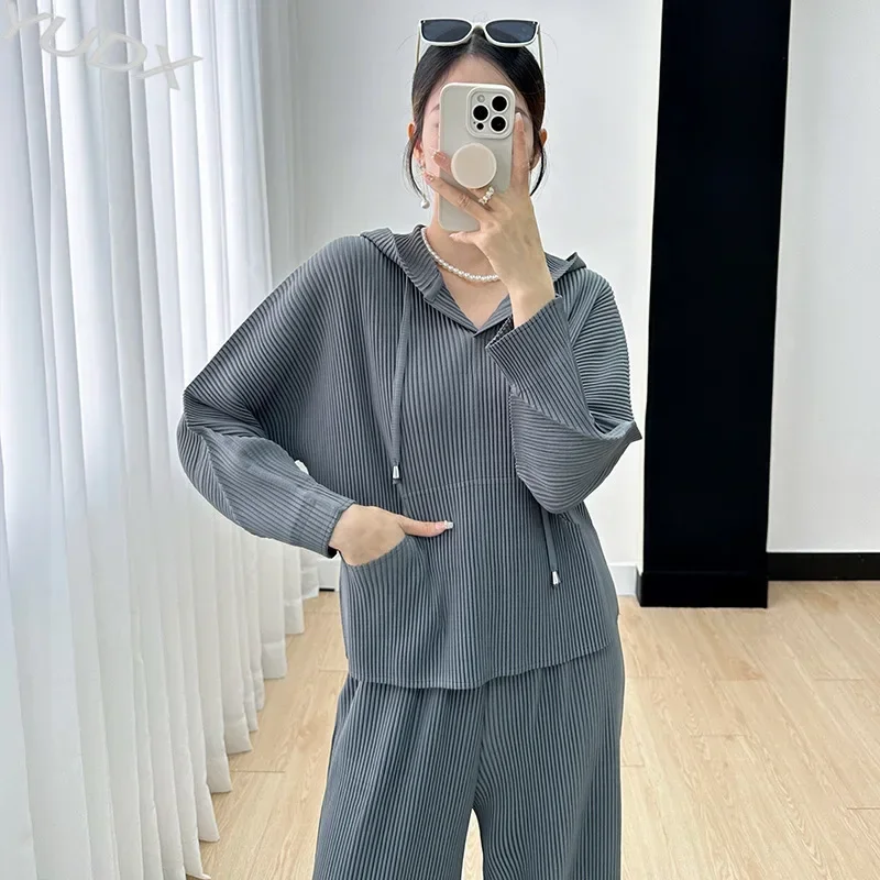 Pleats Women's Sweatshirt Autumn Winter 2023 Pleated Long Sleeve Solid Color Hundred with Hooded Simple Casual Temperament Top
Pleats Women's Sweatshirt Autumn Winter 2023 Pleated Long Sleeve Solid Color Hundred with Hooded Simple Casual Temperament Top