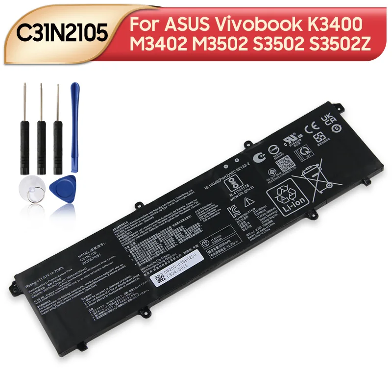 Premium Quality Battery C31N2105 For ASUS Vivobook K3400 M3402 M3502 S3502 S3502Z M5602 K6502 6072mAh with Tools
Premium Quality Battery C31N2105 For ASUS Vivobook K3400 M3402 M3502 S3502 S3502Z M5602 K6502 6072mAh with Tools