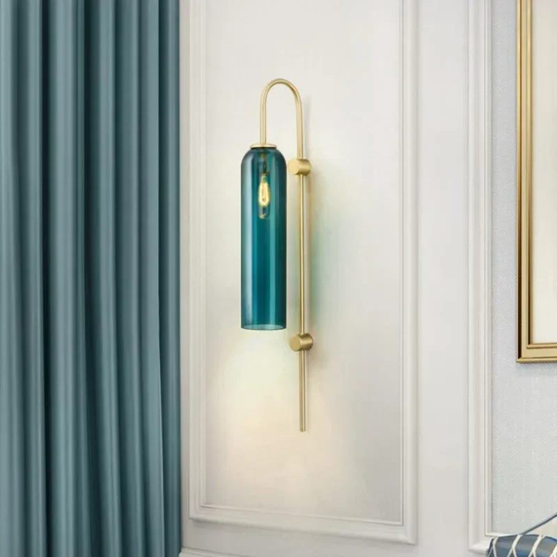 Nordic creative blue glass tube living room wall lamp art bedside bedroom study wall lamp
Nordic creative blue glass tube living room wall lamp art bedside bedroom study wall lamp
