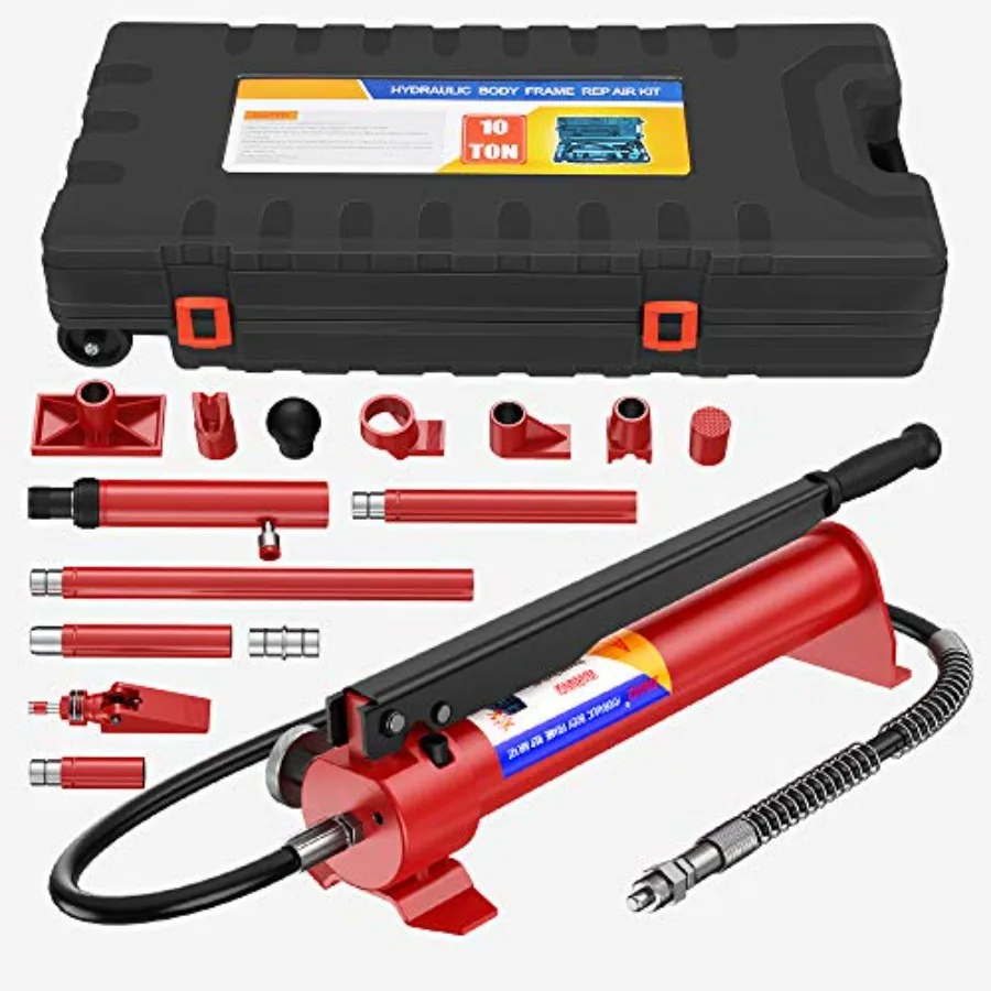 Car repair hydraulic jack: 10-ton porta power, upgraded multifunctional steel jack in red with high-pressure precision control
Car repair hydraulic jack: 10-ton porta power, upgraded multifunctional steel jack in red with high-pressure precision control