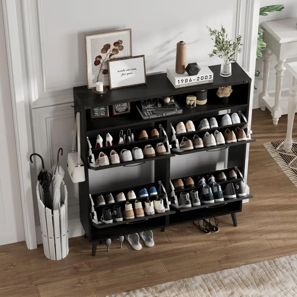 Shoe Cabinet with Flip Drawers,Farmhouse Shoe Storage Cabinet for Entryway, Narrow Freestanding Rack with Open Shelves for Foyer
Shoe Cabinet with Flip Drawers,Farmhouse Shoe Storage Cabinet for Entryway, Narrow Freestanding Rack with Open Shelves for Foyer