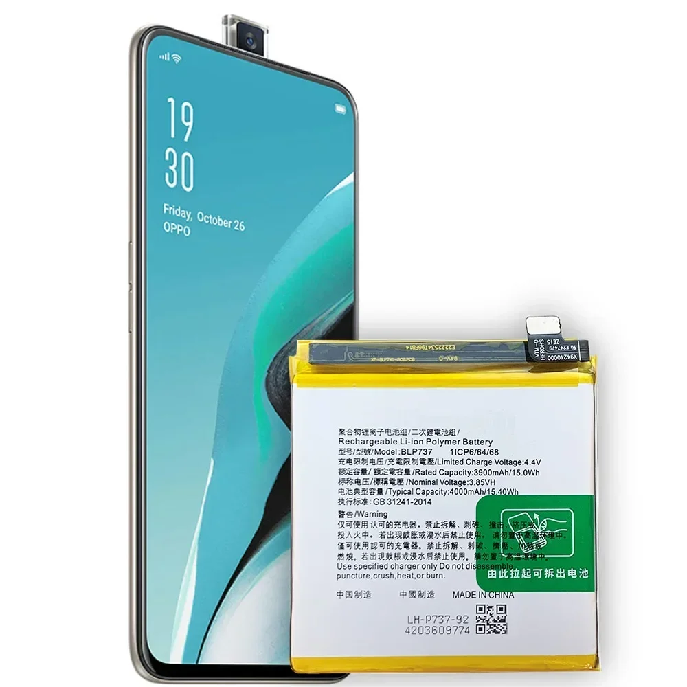 High Quality Replacement Battery For OPPO Reno 2F Reno2Z BLP737 Mobile Phone Large Capacity Built-in Batteries
High Quality Replacement Battery For OPPO Reno 2F Reno2Z BLP737 Mobile Phone Large Capacity Built-in Batteries