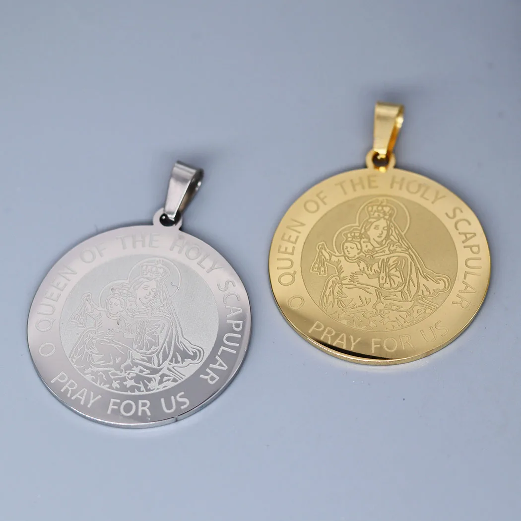 2pcs O Queen Ofthe Holy Scapular Charm Round Religious Stainless Steel Pendants for Jewelry Making Handmade Supplies Wholesale 
2pcs O Queen Ofthe Holy Scapular Charm Round Religious Stainless Steel Pendants for Jewelry Making Handmade Supplies Wholesale