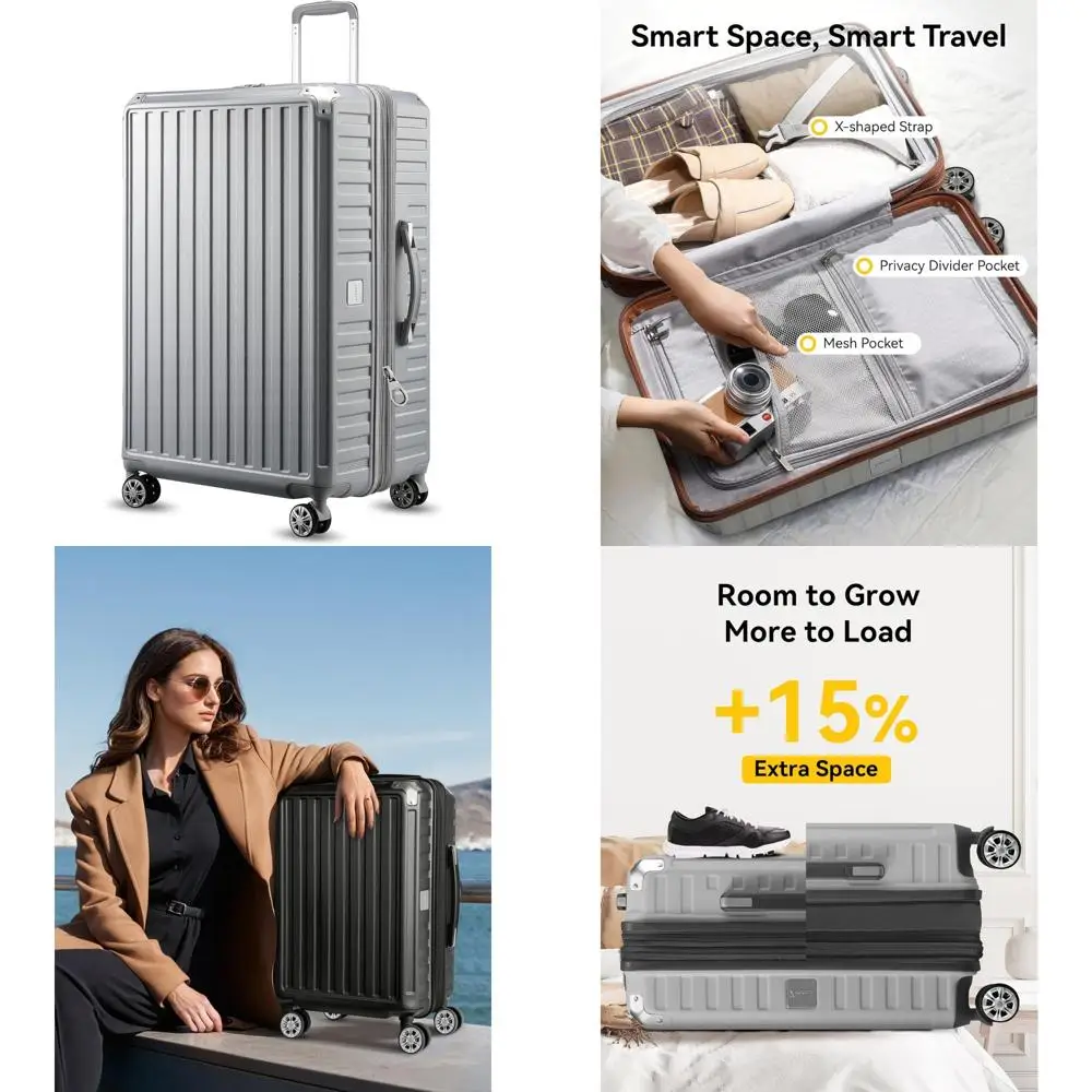 Большой 28-дюймовый расширяемый чемодан-спиннер с твердым корпусом и материалом ПК для путешествий, серебристый
Большой 28-дюймовый расширяемый чемодан-спиннер с твердым корпусом и материалом ПК для путешествий, серебристый