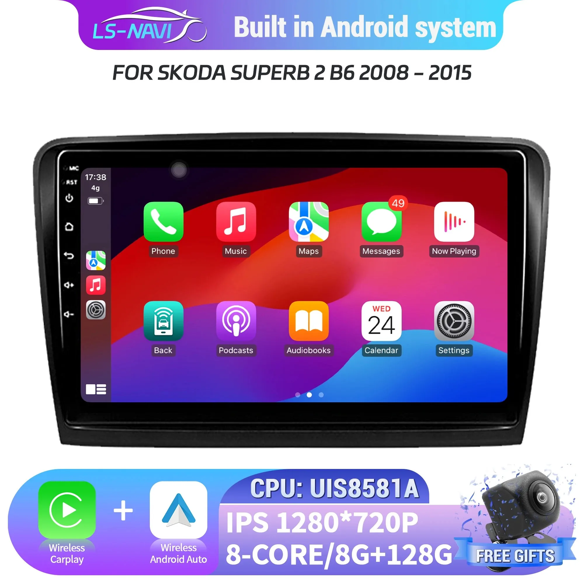 Carplay Android Auto BT Touch Screen Multimedia Navigation 4G GPS Wireless for Skoda Superb 2 B6 2008-2015 Car Radio Head Unit
Carplay Android Auto BT Touch Screen Multimedia Navigation 4G GPS Wireless for Skoda Superb 2 B6 2008-2015 Car Radio Head Unit