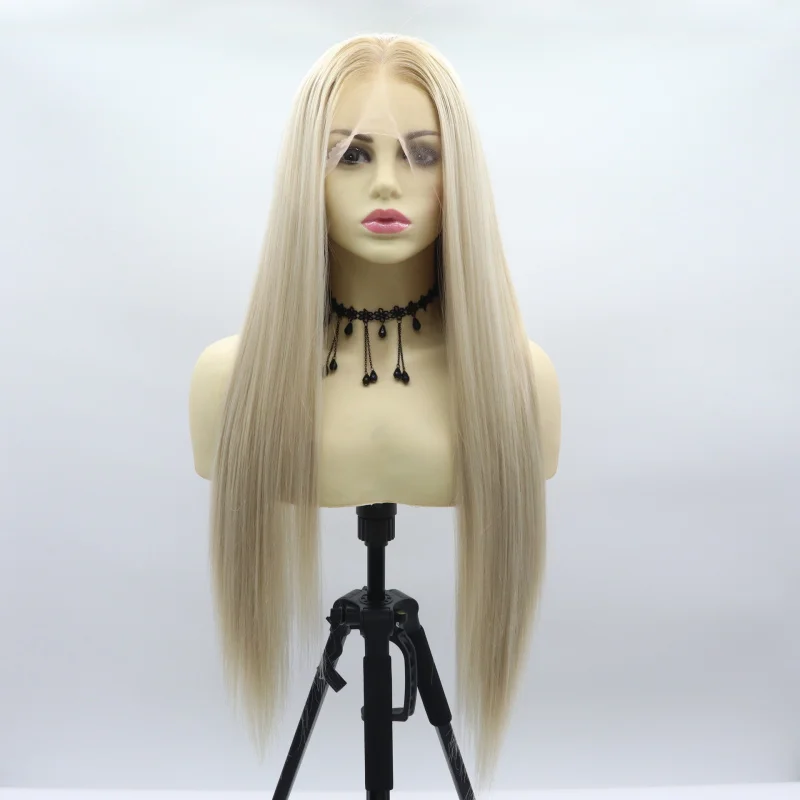 Hand-crocheted front lace 13*6 Korean synthetic fiber wig for women, gradient golden color, middle-parted long straight hair, Eu
Hand-crocheted front lace 13*6 Korean synthetic fiber wig for women, gradient golden color, middle-parted long straight hair, Eu