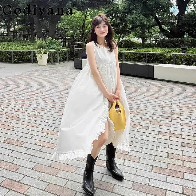 Japanese Style Daily Basic White Long Sleeveless Dress Summer New Women's High Waist Slim Elegant Fashion Pink Sweet Dresses
Japanese Style Daily Basic White Long Sleeveless Dress Summer New Women's High Waist Slim Elegant Fashion Pink Sweet Dresses