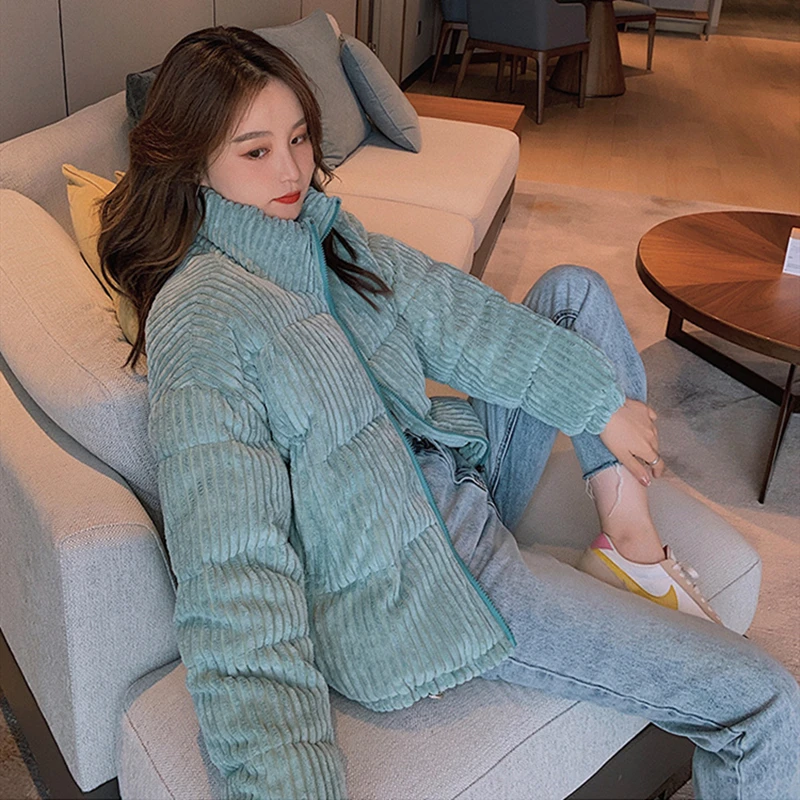 Parka Short Bread Padded Jackets Casual Loose Stand Collar Solid Female Coat Outwear Autumn Winter Corduroy Thicken Warm Women
Parka Short Bread Padded Jackets Casual Loose Stand Collar Solid Female Coat Outwear Autumn Winter Corduroy Thicken Warm Women