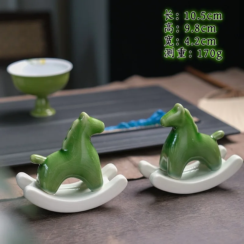 Ceramic green horse tea pet ornament boutique, creative rocking pony home ornament, living room study home decoration
Ceramic green horse tea pet ornament boutique, creative rocking pony home ornament, living room study home decoration