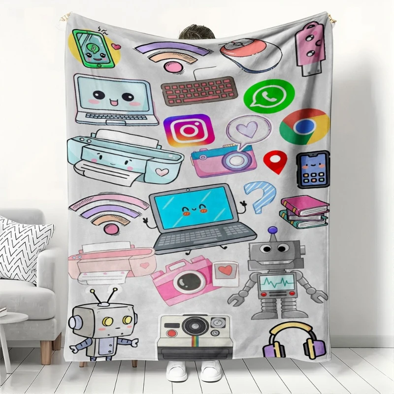 Kawaii Laptop Phone Pattern Soft Flannel Throw Blanket for Sofa Bed Couch Home Decor Cozy Warm Blanket for Teens Adults Gift
Kawaii Laptop Phone Pattern Soft Flannel Throw Blanket for Sofa Bed Couch Home Decor Cozy Warm Blanket for Teens Adults Gift